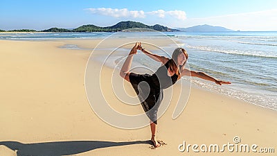 Yoga pose, balance on one leg, yoga girl Stock Photo