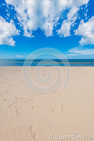 sea beach blue sky sand sun daylight relaxation landscape viewpoint for design postcard and calendar in thailand Stock Photo