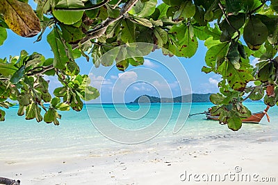 Sea beach colorful white sand smooth silvan Stock Photo