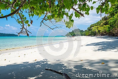 Sea beach colorful white sand smooth silvan Stock Photo