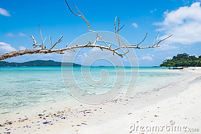 Sea beach colorful white sand smooth silvan Stock Photo