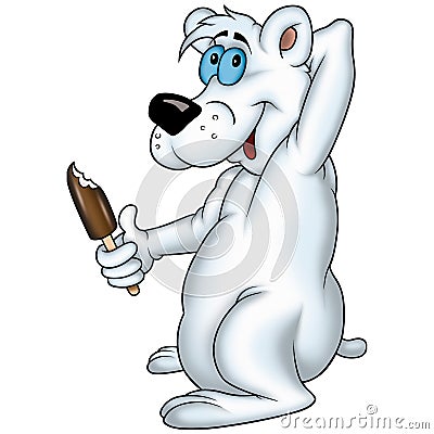 Sea-bear and ice lolly Cartoon Illustration