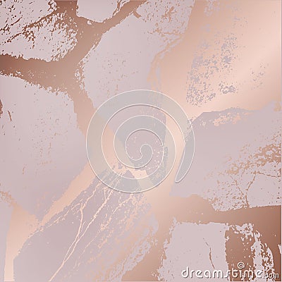 Sea, big stones in rose gold. wavy lines of fashionable texture in a brilliant gold. modern background for design, invitations, Vector Illustration