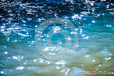 Sea Blue water wave texture. Abstraction liquid metal. Stock Photo