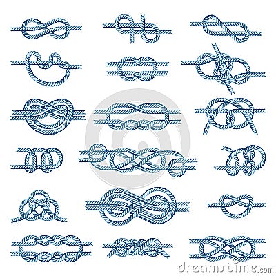 Sea boat knots vector set illustration on white Vector Illustration