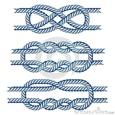 Sea boat rope knots vector illustration isolated marine navy cable natural tackle sign Vector Illustration