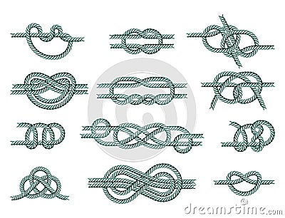 Sea boat rope knots vector illustration marine navy cable natural tackle sign Vector Illustration