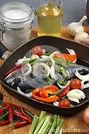 Sea bream from greece with vegetable Stock Photo