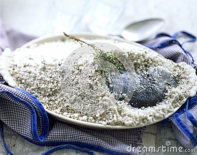 Sea bream in salt crust Stock Photo