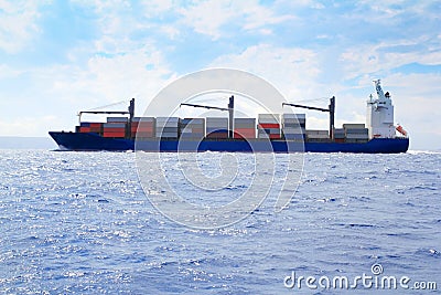 Sea cargo merchant ship sailing blue ocean Stock Photo