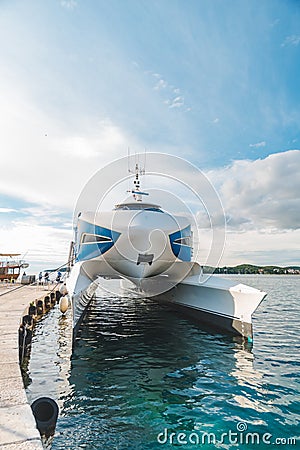 sea catamaran at dock summer sunny day Editorial Stock Photo