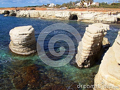 Sea Caves, Cyprus. Stock Photo