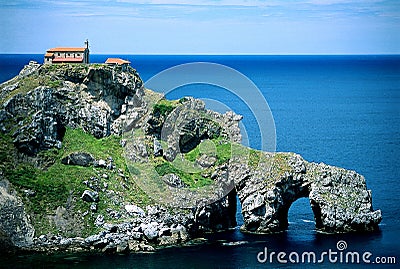 Sea church on cliff Stock Photo