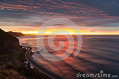 Sea Cliff Bridge on sunrise Stock Photo