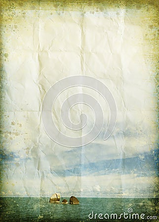 Sea and cloud on old grunge paper Stock Photo