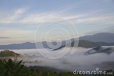 Sea of clouds in the morning Stock Photo