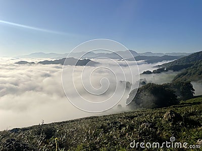 Sea of clouds in the Pyrenees Basque Country Stock Photo