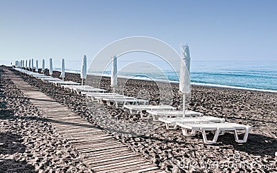 Sea coast, beach, sand and ranks Stock Photo