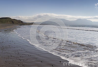 Sea coast at Dinas Dinlle in Gwynedd Stock Photo