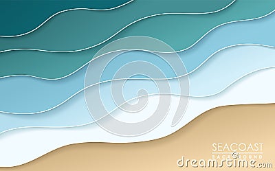 Sea coast origami background. Paper art. Vector Illustration