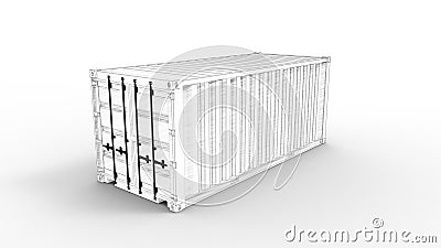 Sea container 3d rendering of computer model in white background Stock Photo