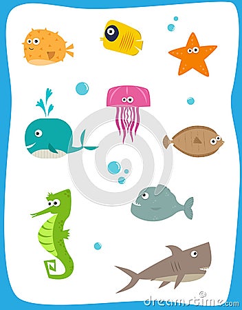 Sea Creatures Vector Illustration