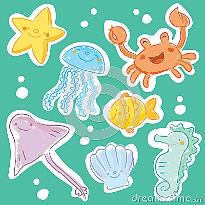 Sea creatures Vector Illustration
