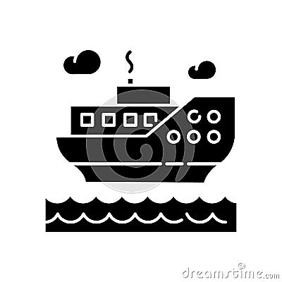 Sea cruise black glyph icon Vector Illustration