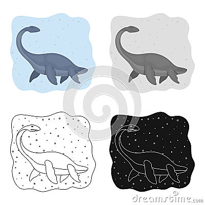 Sea dinosaur icon in cartoon style isolated on white background. Dinosaurs and prehistoric symbol stock vector Vector Illustration