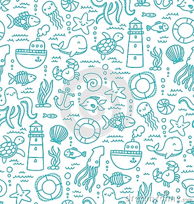 Sea doodles Vector Illustration