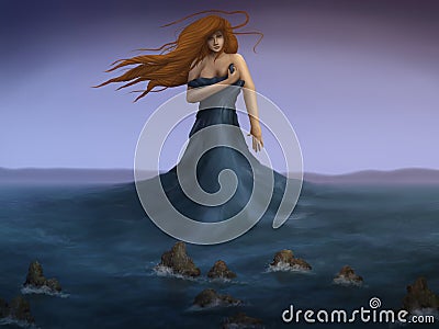 Sea Dress - Digital Painting Stock Photo