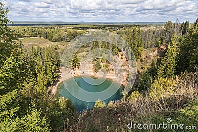 Lake with turquoise water in Mari El Stock Photo