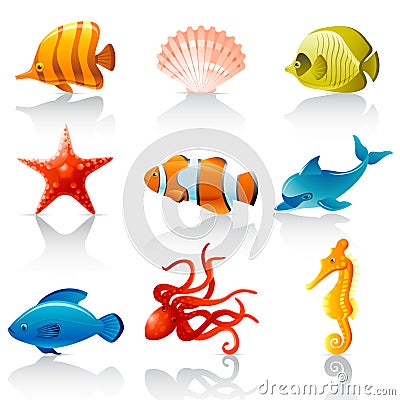 Sea fauna Vector Illustration