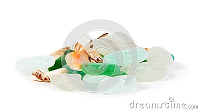 Sea finds. Sea glass and shells Stock Photo