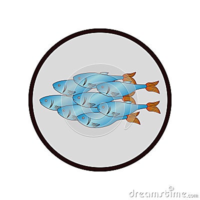 Sea fish emblem icon Vector Illustration