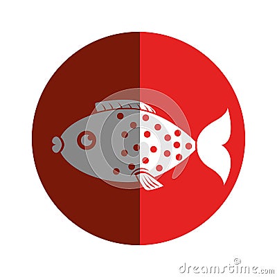 Sea fish emblem icon Vector Illustration