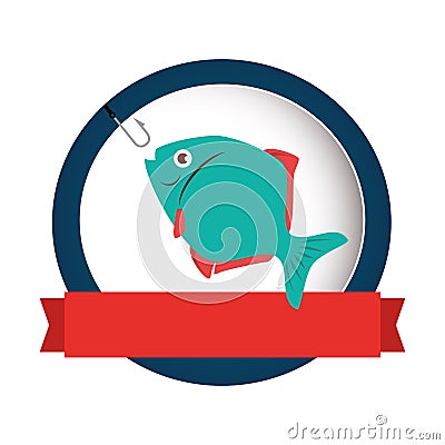 Sea fish emblem icon Vector Illustration