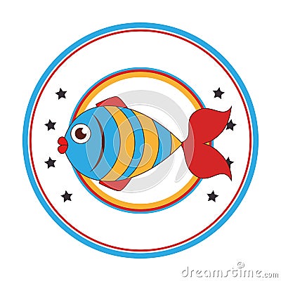 Sea fish emblem icon Vector Illustration