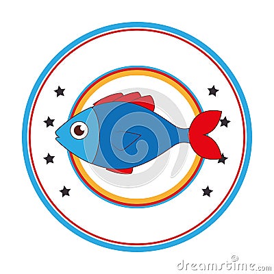 Sea fish emblem icon Vector Illustration