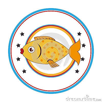 Sea fish emblem icon Vector Illustration