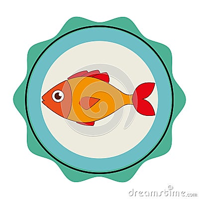 Sea fish emblem icon Vector Illustration