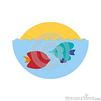 Sea fish swiming icon Vector Illustration