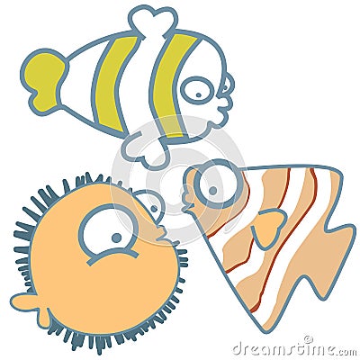 Sea fishes- cute graphic icon cartoon Vector Illustration