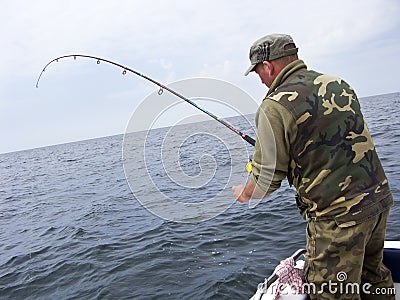 Sea fishing from boat Stock Photo