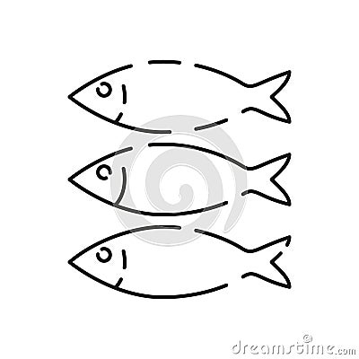 Sea food line icon. White meat restaurant. Editable vector of fish line icon. Trendy stroke signs for website, apps and UI. Vector Illustration