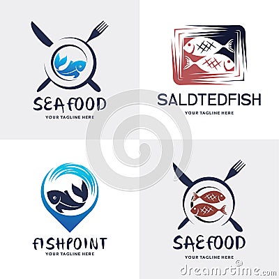 Sea Food Logo. Fish Logo Set Design Template Collection Vector Illustration