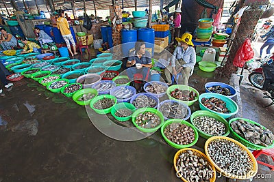 Sea food market in Saigon in Vietnam Editorial Stock Photo