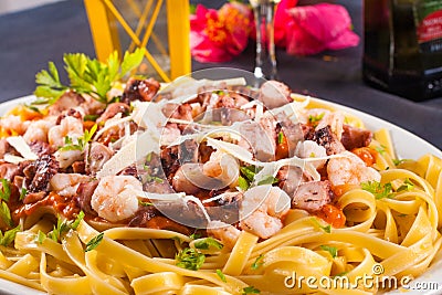 Sea food Pasta Stock Photo