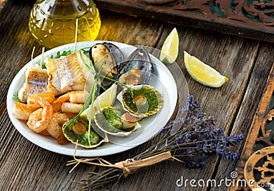 Sea food plate Stock Photo