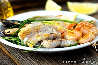 Sea food plate Stock Photo